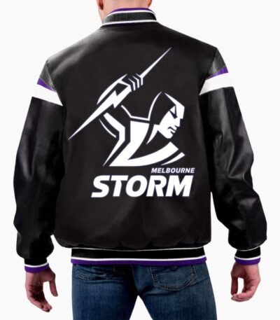 NRL Melbourne Storm Varsity Leather Jacket