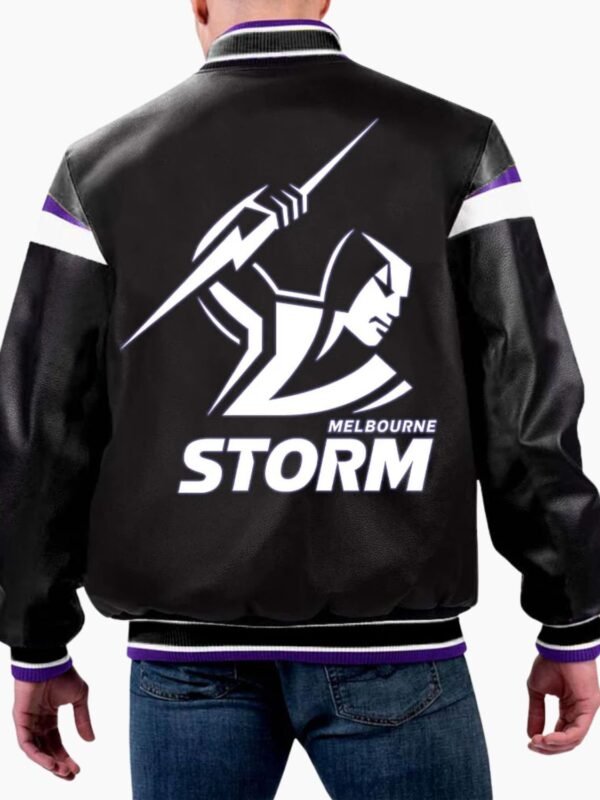 NRL Melbourne Storm Varsity Leather Jacket