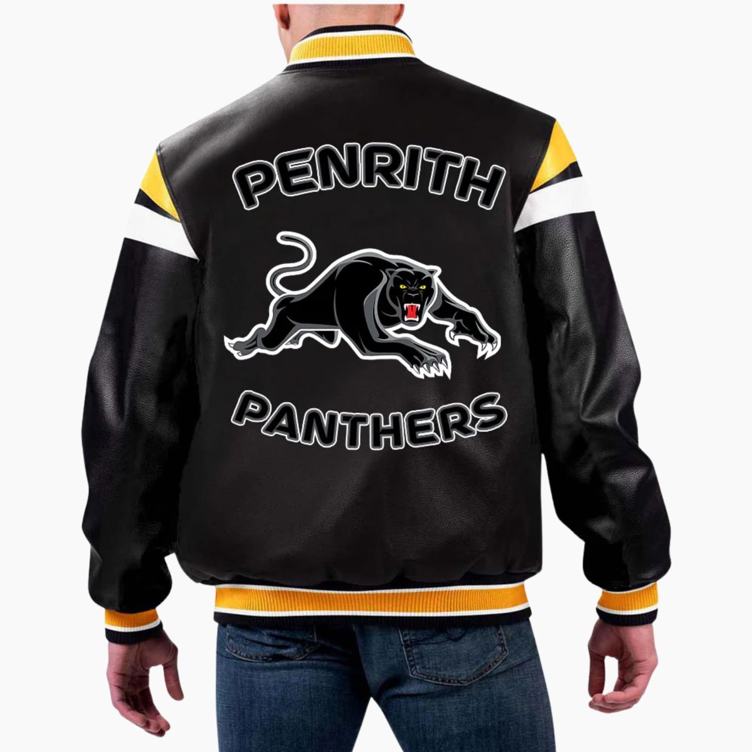 NRL Penrith Varsity Leather Jacket NRL Penrith Varsity Leather Jacket