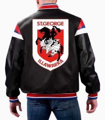 NRL St. George Illawarra Dragons Varsity Leather Jacket