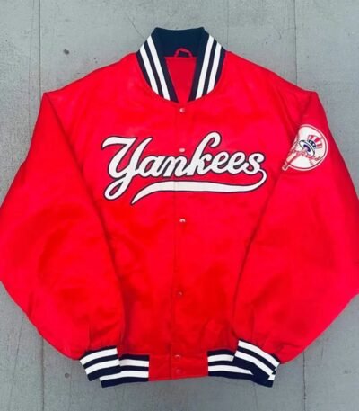 NY Yankees 1990's Spellout Red Bomber Jacket