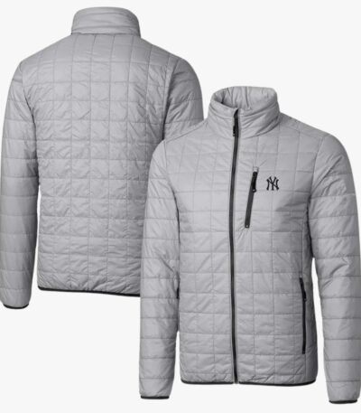 NY Yankees Full-Zip Grey Puffer Jacket
