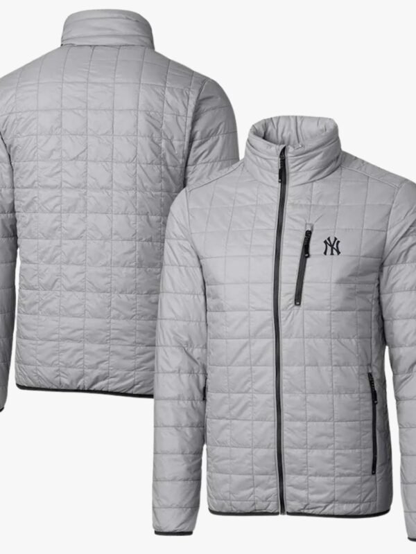 NY Yankees Full-Zip Grey Puffer Jacket