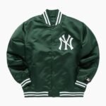 NY Yankees Green Bomber Satin Jacket