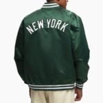 NY Yankees Green Bomber Satin Jacket