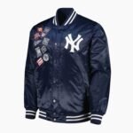 NY Yankees Patch Navy Satin Jacket