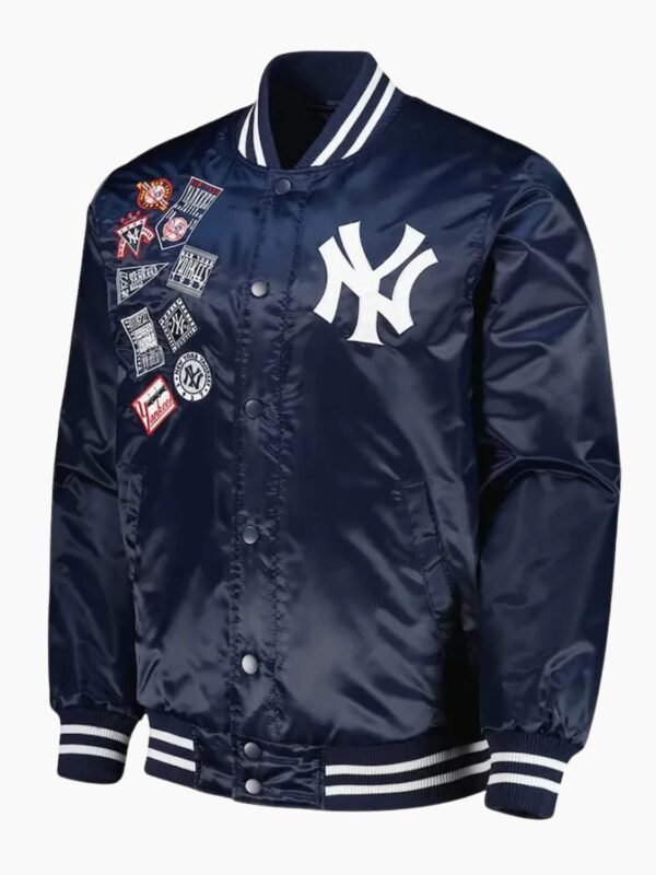 NY Yankees Patch Navy Satin Jacket