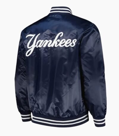 NY Yankees Patch Navy Satin Jacket