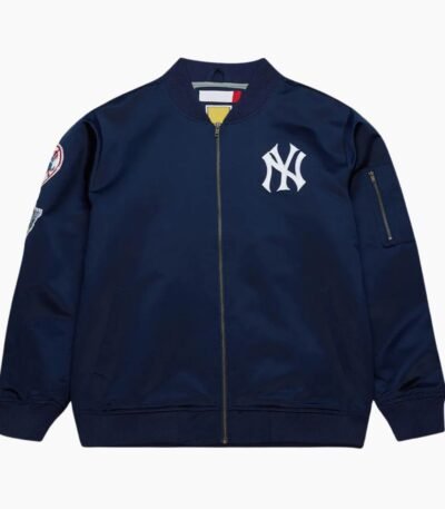 NY Yankees Vintage Logo Navy Lightweight Satin Jacket