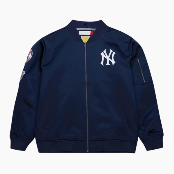 NY Yankees Vintage Logo Navy Lightweight Satin Jacket