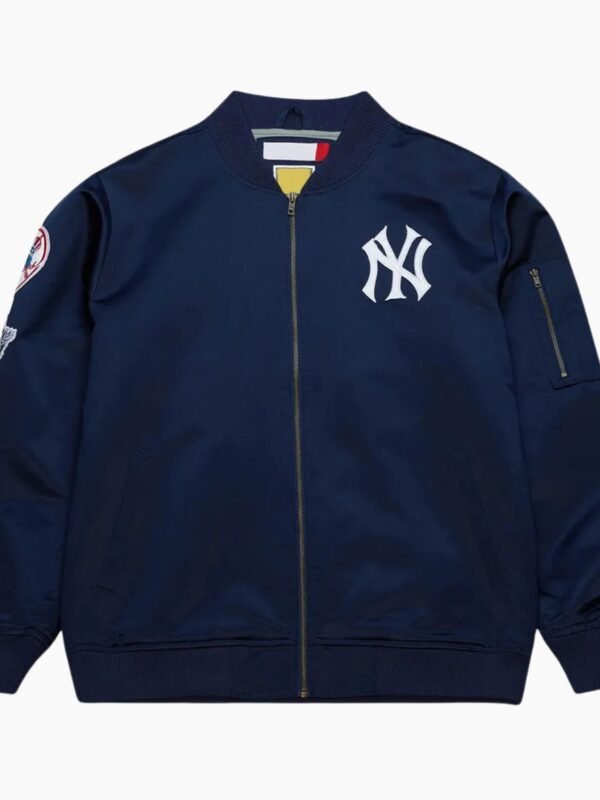 NY Yankees Vintage Logo Navy Lightweight Satin Jacket