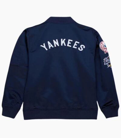 NY Yankees Vintage Logo Navy Lightweight Satin Jacket