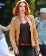 Natasha Romanoff The Avengers Camel Color Leather Jacket