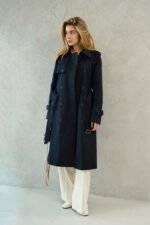 Navy Blue Cotton Trench Coat