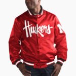 Nebraska Cornhuskers O-Line Full Button Satin Jacket
