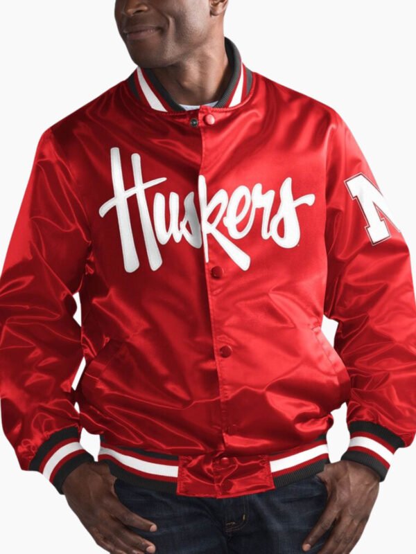Nebraska Cornhuskers O-Line Full Button Satin Jacket