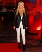 Nell Hudson at the Guardians of the Galaxy Shearling Leather Coat