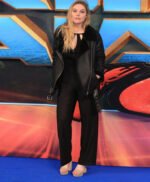 Nell Hudson at the Guardians of the Galaxy Shearling Leather Coat
