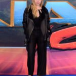 Nell Hudson at the Guardians of the Galaxy Shearling Leather Coat