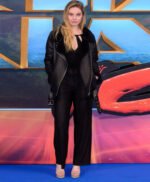 Nell Hudson at the Guardians of the Galaxy Shearling Leather Coat