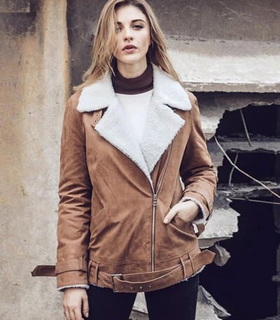 New 2024 style Faux Shearling Fur Leather Jacket