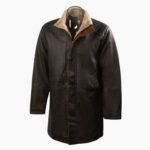 New Men's Vintage Double Stand Collar Leather Coat