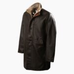 New Men's Vintage Double Stand Collar Leather Coat
