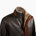 New Men's Vintage Double Stand Collar Leather Coat