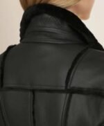 New Stylish Genuine Leather and Genuine Shearling Biker Moto Jacket Black
