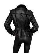 New Stylish Genuine Leather and Genuine Shearling Biker Moto Jacket Black