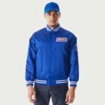 New York Giants NFL Blue Satin Bomber Jacket