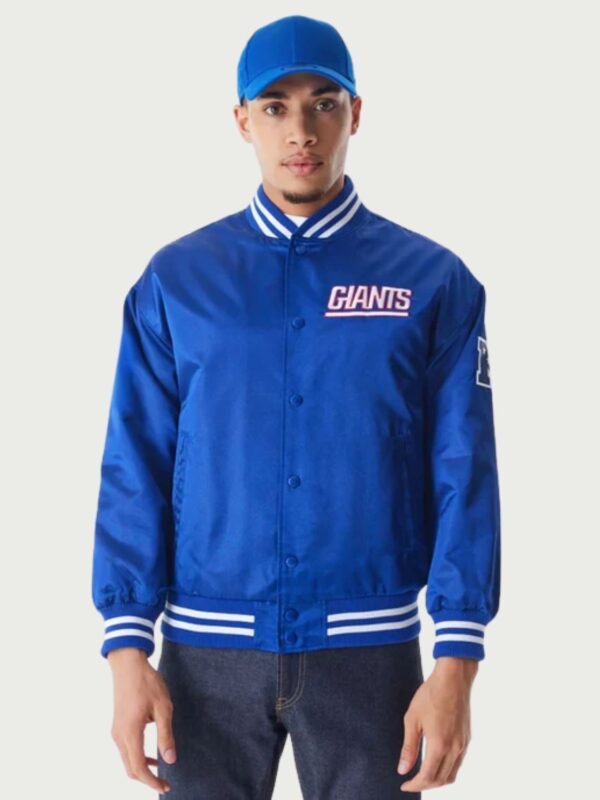 New York Giants NFL Blue Satin Bomber Jacket