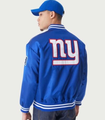 New York Giants NFL Blue Satin Bomber Jacket