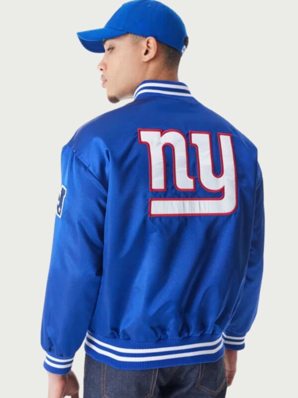 New York Giants NFL Blue Satin Bomber Jacket