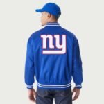New York Giants NFL Blue Satin Bomber Jacket