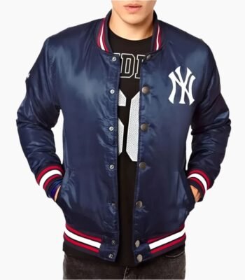 New York Yankees Baseball Navy Blue Satin Jacket