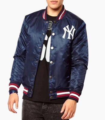 New York Yankees Baseball Navy Blue Satin Jacket