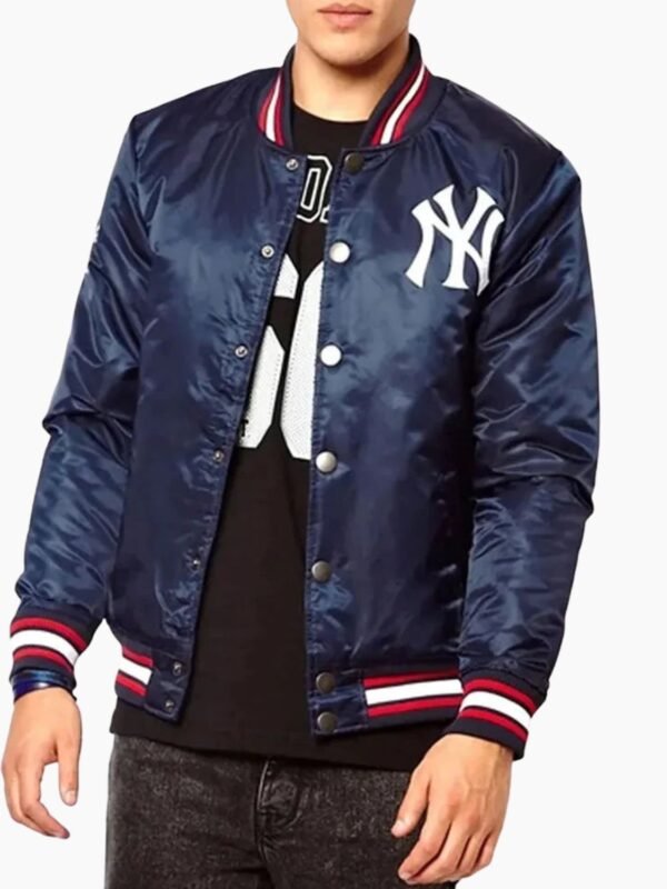 New York Yankees Baseball Navy Blue Satin Jacket