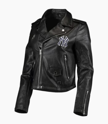 New York Yankees Black Leather Motorcycle Jacket