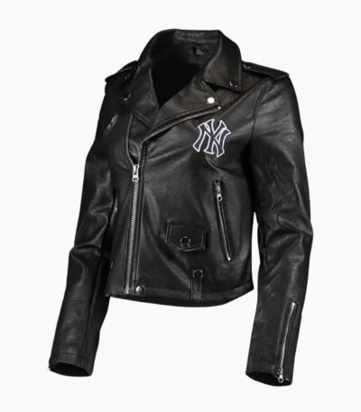New York Yankees Black Leather Motorcycle Jacket