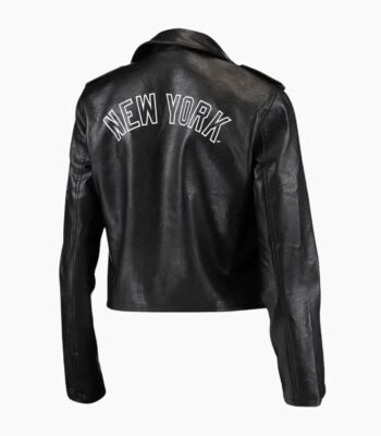 New York Yankees Black Leather Motorcycle Jacket