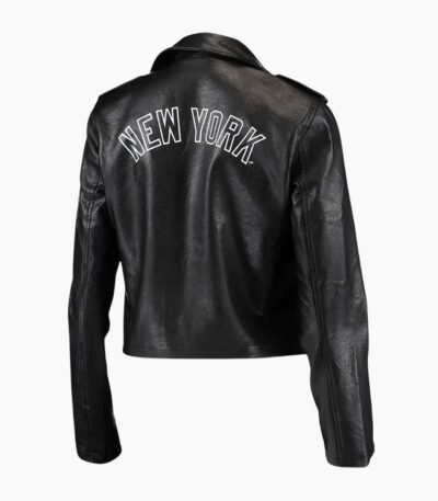 New York Yankees Black Leather Motorcycle Jacket