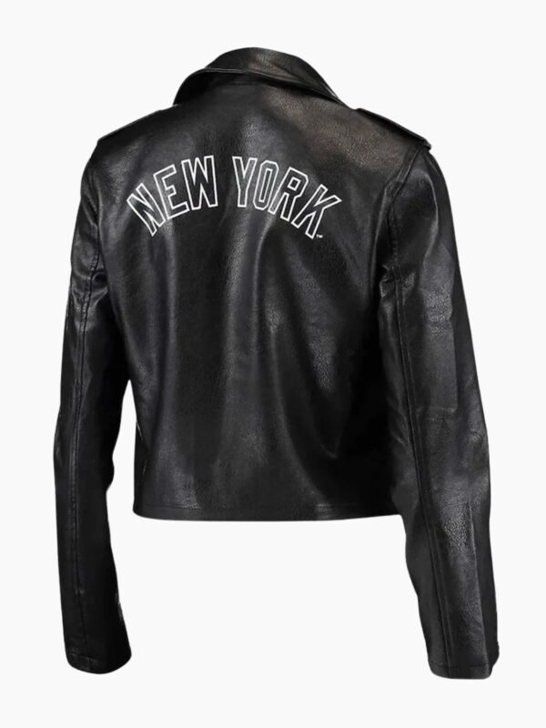New York Yankees Black Leather Motorcycle Jacket