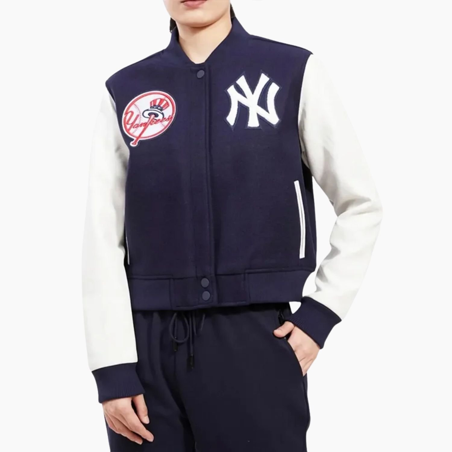 New York Yankees Classic Navy and White Varsity Jacket New York Yankees Classic Navy and White Varsity Jacket