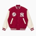 New York Yankees Dark Red Wool Full-Snap Varsity Jacket