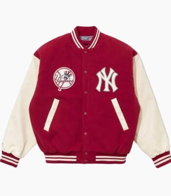 New York Yankees Dark Red Wool Full-Snap Varsity Jacket