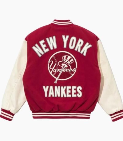 New York Yankees Dark Red Wool Full-Snap Varsity Jacket