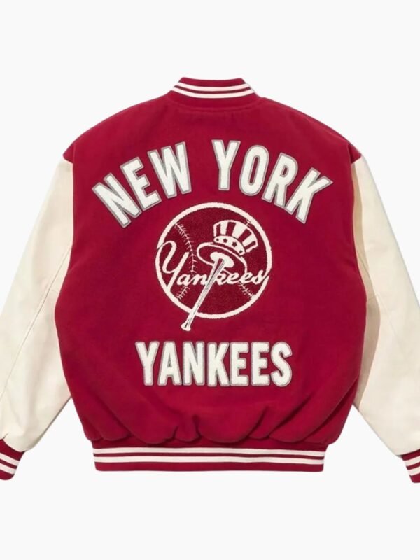 New York Yankees Dark Red Wool Full-Snap Varsity Jacket