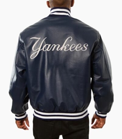 New York Yankees Navy Blue Bomber Leather Jacket
