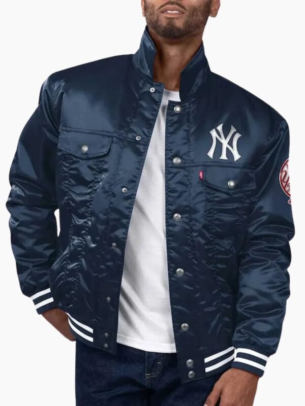 New York Yankees Navy Silver Tab Trucker Jacket